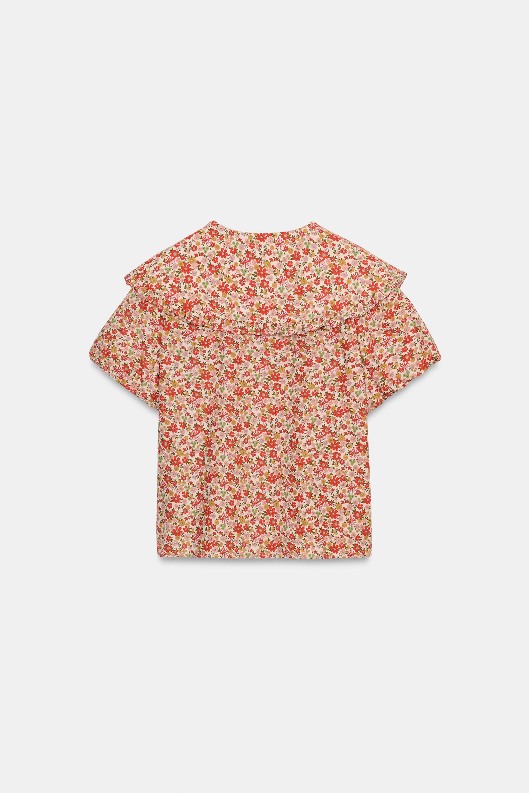 CHEMISE À IMPRIMÉ FLEURI ET COL CLAUDINE
